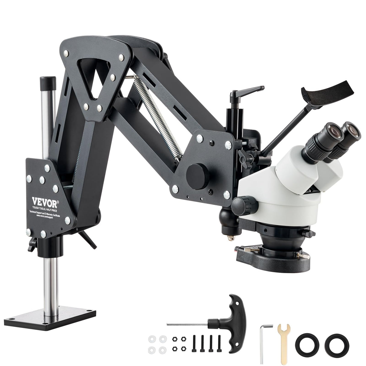 VEVOR Microscopio multidireccional con Soporte de Resorte, microscopio de joyería con Aumento de 7X-45X, Soporte para Incrustaciones de microjoyas con luz LED de Anillo USB integrada