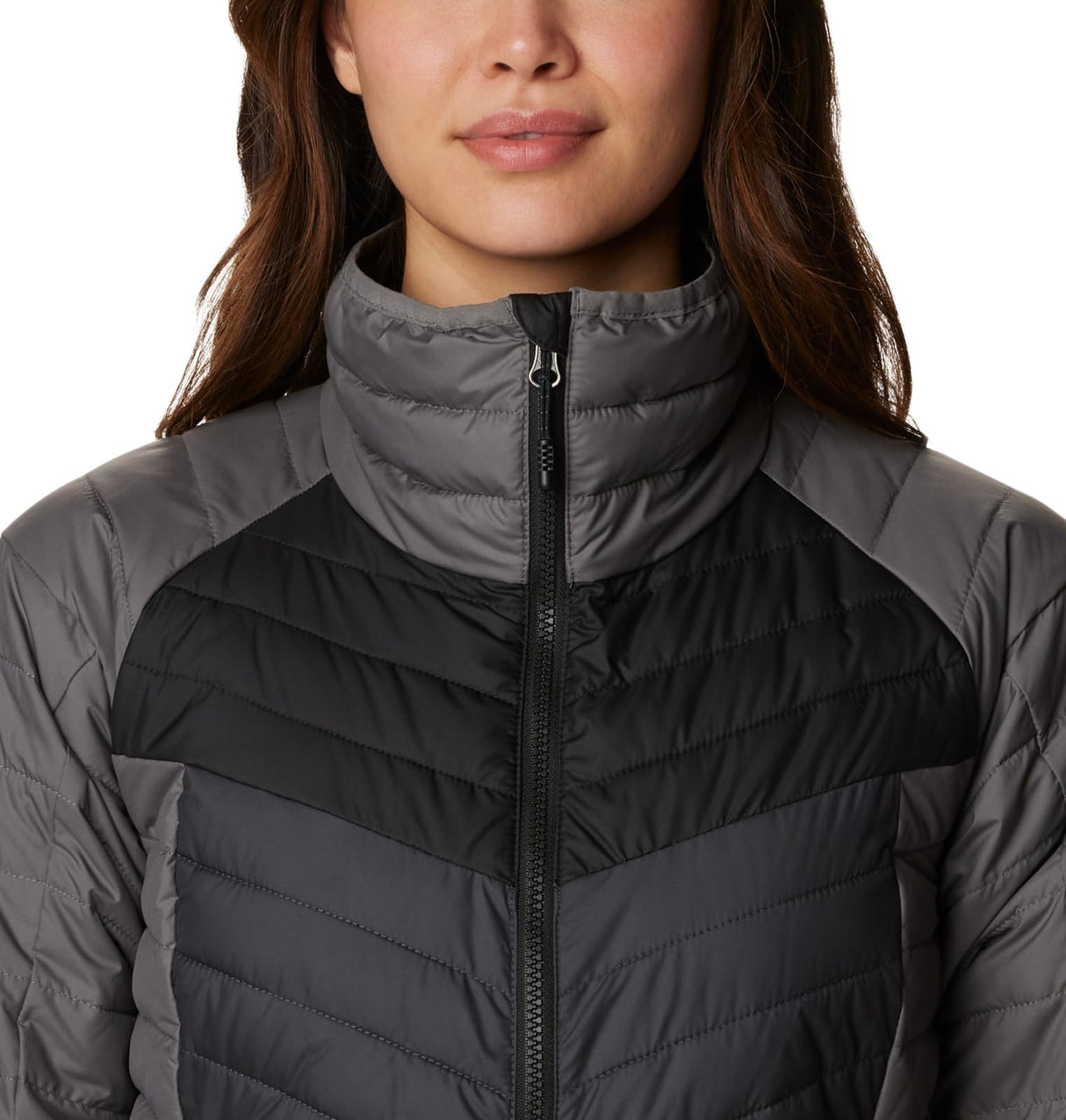 Columbia Powder Lite Jacket, Chaqueta Acolchada para Mujer, City Grey/Black/Shark, Talla M