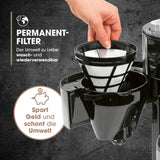 Barista Cafetera de filtro con molinillo con jarra térmica, incluye jarra térmica para hasta 10 tazas grandes de café, para granos de café y café en polvo [acero inoxidable, negro/gris