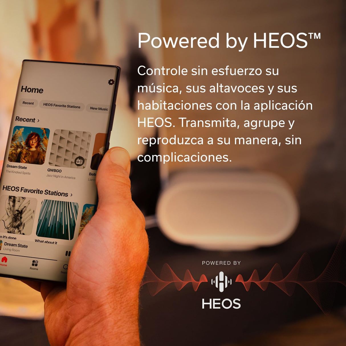 DENON Home 600 Altavoz Inteligente Inalámbrico con HEOS, Dolby Atmos Music, Audio Hi-Res, 8 Drivers, Función Par Estéreo, WiFi, AirPlay 2, Bluetooth, Sonido Premium Multiroom - Stone