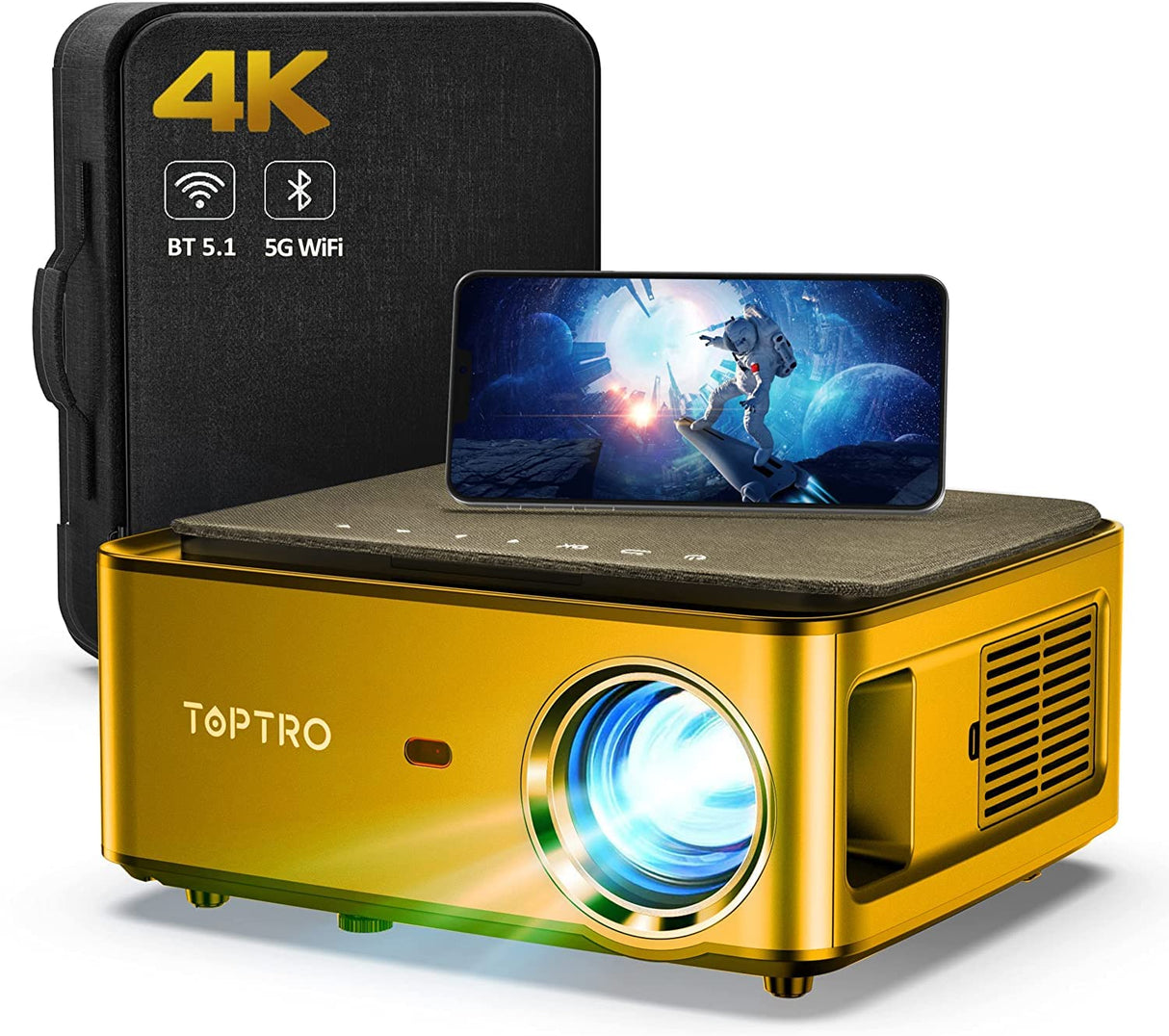Mini Projector,TOPTRO 2022 Upgraded Projector with WiFi and Bluetooth,9500L Portable Projector,1080P Full HD Supported,Home Theater Movie Projector Compatible with iOS/Android/TV Stick/USB/PS5