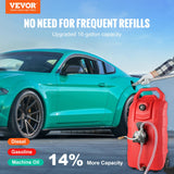 VEVOR Tanque de Combustible Portátil con Ruedas 16 Gal 60L Bidón de Gasolina 7,8L/min con Bomba Manual, Transferencia de Combustible para Gasolina, Diesel, Aceite, Máquina, Cortacésped, Coche, Tractor
