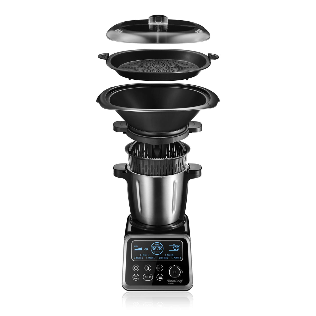 Ufesa Totalchef RK5 Robot de Cocina con Cocción, Varios Programas para Cocinar, 1700 W de Potencia, Pantalla LCD, Jarra con Capacidad de 3,5 L, Recetario y Manual en Italiano, Sin BPA