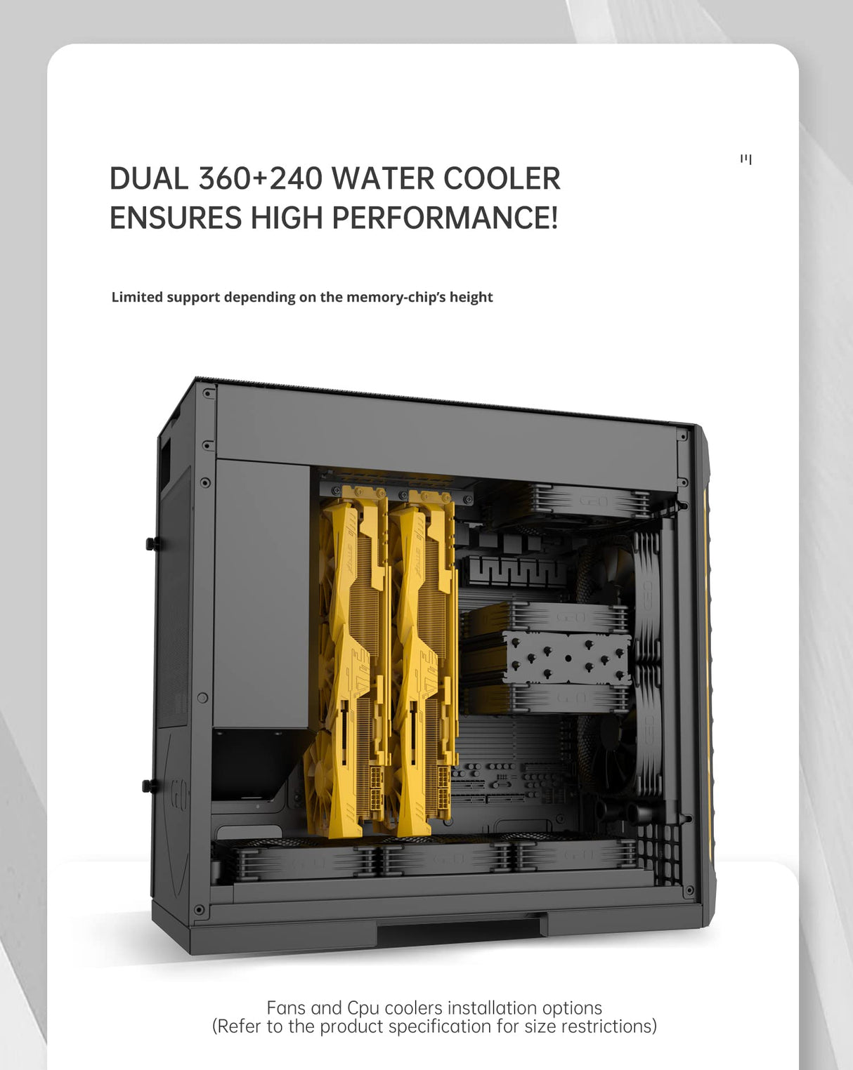 Geometric Future M6 Raphael Mid Tower, Carcasa de PC, diseño de Canal de Aire Vertical, Soporte para E-ATX de 12" x 11", radiador 360, Soporte de GPU Vertical, Negro, GEO-M6-RA
