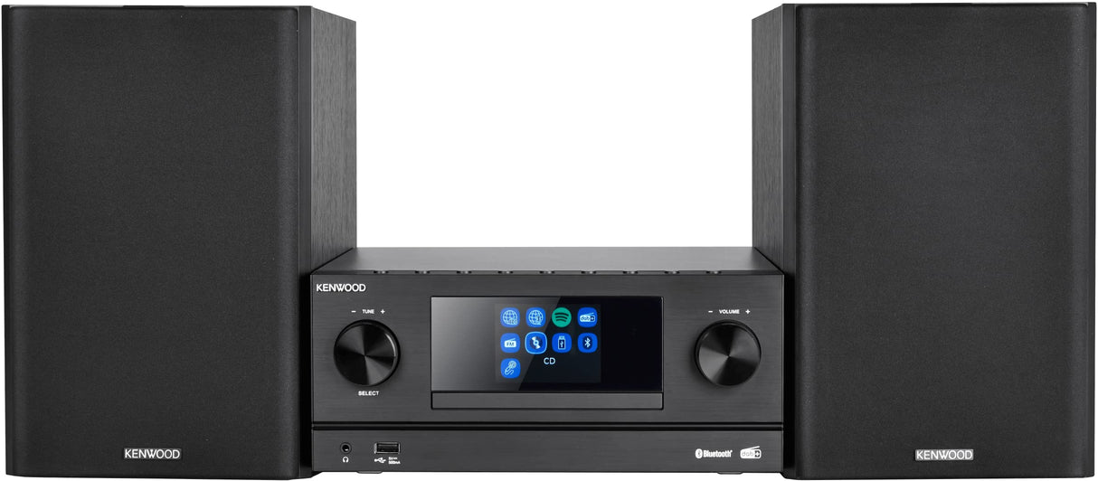 Kenwood M-9000S-B - Micro Sistema Hi-Fi con CD, Dab +, Radio por Internet, Spotify, FM, Bluetooth, USB y Gran Pantalla a Color TFT