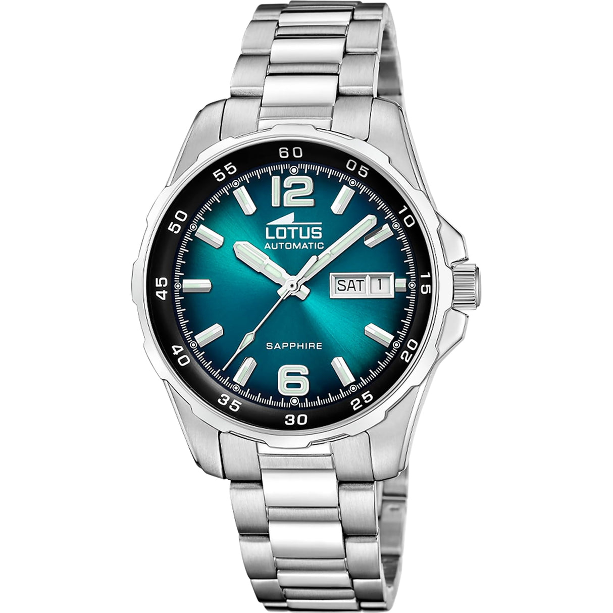 LOTUS Reloj Automático Hombre de Acero Inoxidable 316l Plateado Reloj Analógico Hombre - Calendario - Cristal Zafiro de Alta Resistencia - Resistente al Agua 10 ATM 18997/1