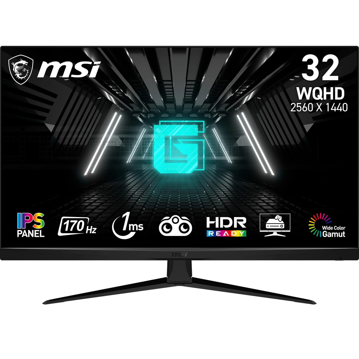 MSI G321Q Monitor Gaming WQHD de 32 Pulgadas, Panel IPS 2560 x 1440, 170 Hz / 1ms, sRGB 123%, Preparado para HDR, Soporte Ajustable en inclinación, DP 1.2a, HDMI 2.0b