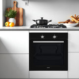 Cata Horno Estático SES 6004 BK 4 Funciones Puerta Panorámica Full Glass Limpieza AquaSmart Iluminación Interior Ancho de 60 cm Gran Capacidad 62 L Iluminación Interior Acabado Inox Cristal Negro