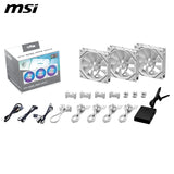 MSI Ventilador MPG EZ120 ARGB BLANCO - Ventilador ARGB de 120 mm, bloque de conector magnético patentado, conexión en cadena, rodamiento dinámico fluido con fijación de tuerca adicional, buje del