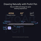 ASUS ProArt PA169CDV Pen Display Monitor, 15,6', IPS, 4K UHD, WACOM EMR, 100% sRGB, Verificado por Calman, Validado por Pantone, USB-C, 10 Puntos táctiles, Dial, Panel de Control