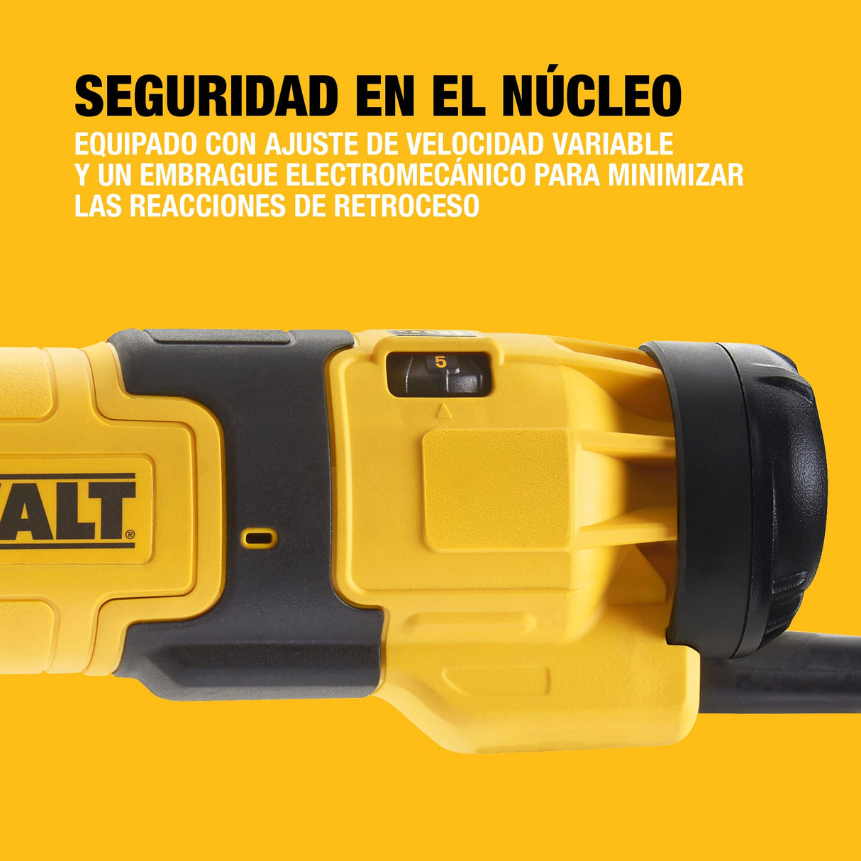 DEWALT Mini-amoladora angular eléctrica, 125mm, Potente motor 1500 W, Arranque Suave + Bloqueo, Velocidad sin carga 2800-10000 rpm, Rosca M14, Sistema de extracción de polvo, DWE4257KT-QS