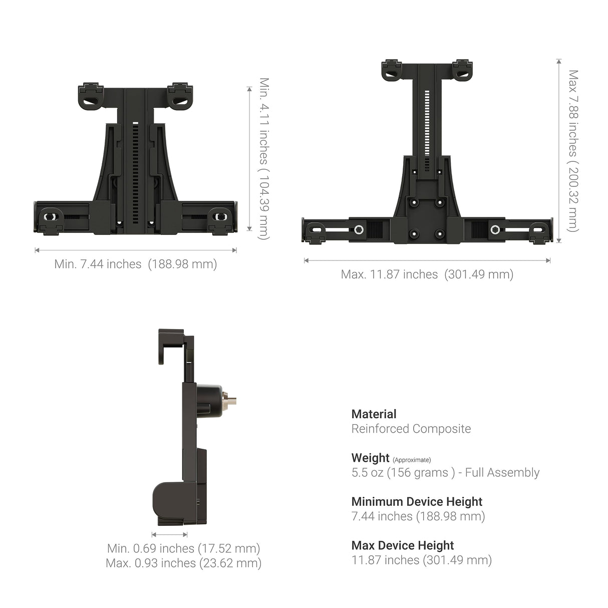 ARKON Mounts - Soporte para tablet con bloqueo de carretilla elevadora con brazo de eje de 8.5 pulgadas, flexibilidad ajustable, instalación sin esfuerzo, diseñado para vehículos de almacén, se adapta
