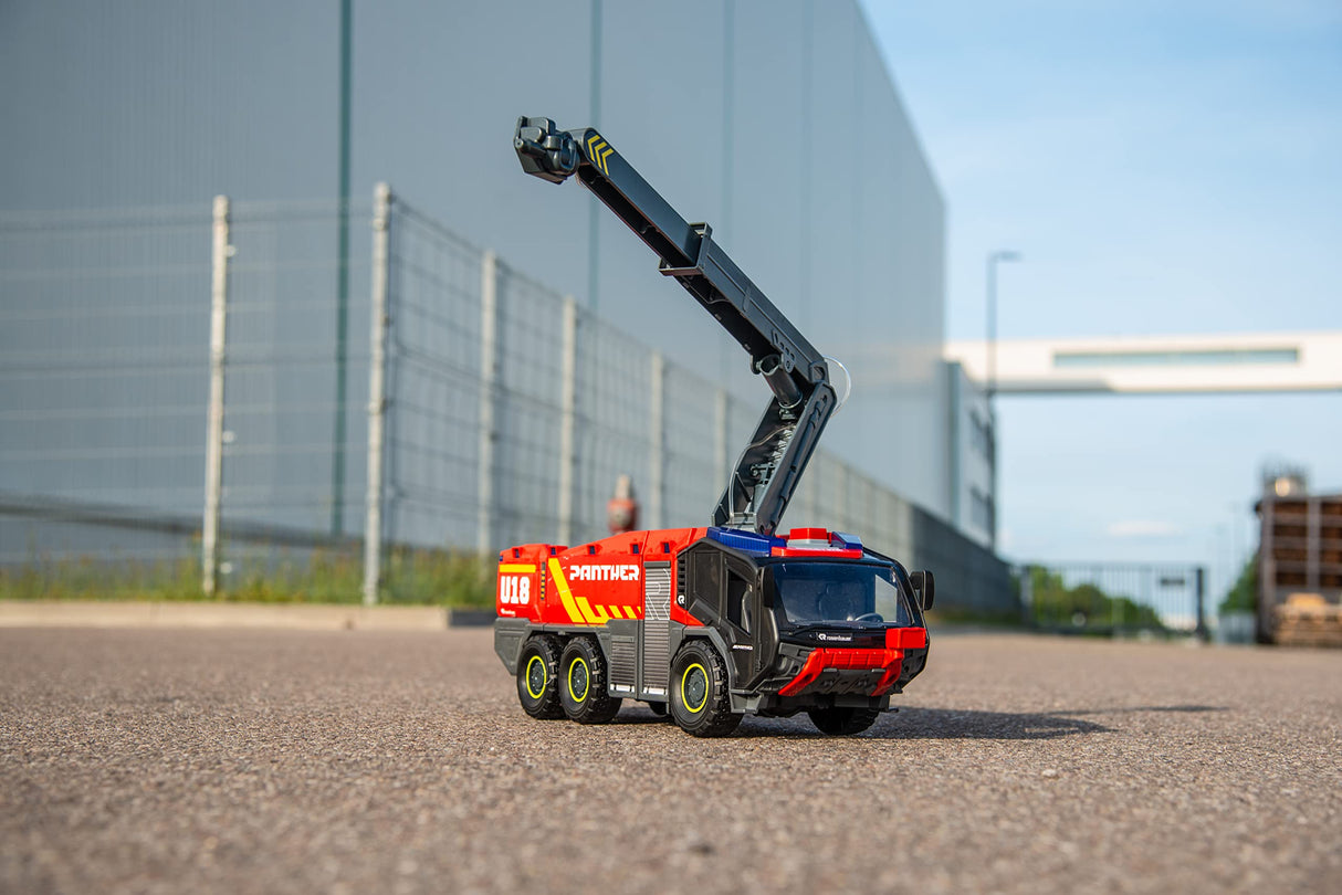 Dickie Toys Coche de bomberos teledirigido con control remoto de 4 canales, Panther 6 x 6, diseño de rosas, camión de bomberos teledirigido, brazo extensible, luz y sonido
