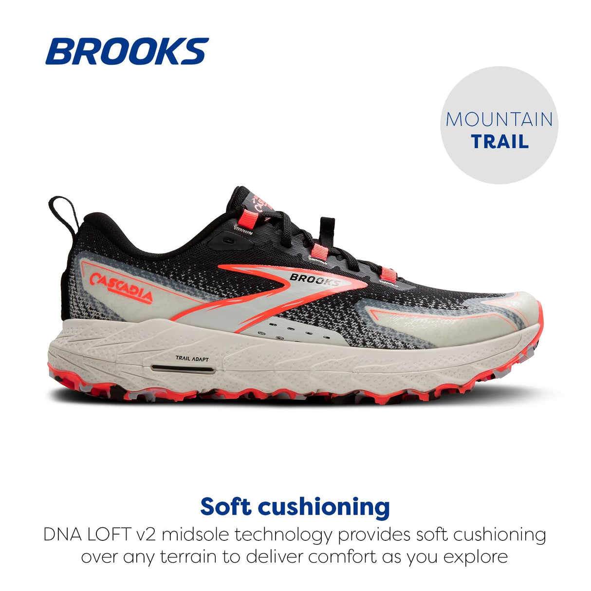 BROOKS Cascadia 18, Sneaker Mujer, Lavado Negro/Azul/Llama, 38.5 EU