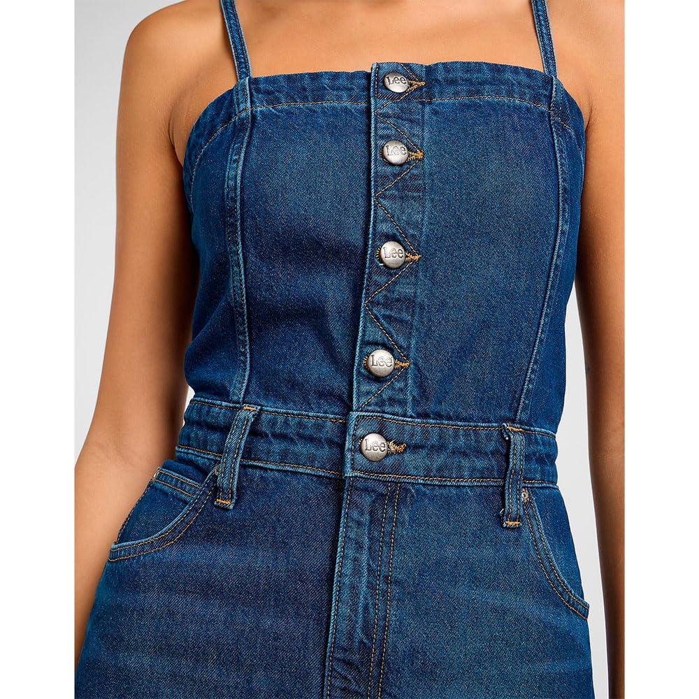 Lee Maxi Denim Dress Vestido Informal, Dark Fusion, XS Mujeres