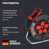 Brennenstuhl Carrete de cable profesional 300 KU 2200 (cable de 25 m en negro, fabricado en plástico especial, para uso en obras de construcción y uso permanente en exteriores, fabricado en Alemania)
