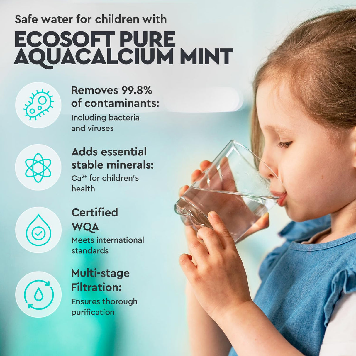 Ecosoft P'URE AquaCalcium - Filtro con Bomba Montado Sobre Estructura Metálica, Ósmosis Inversa Para el Hogar, Elimina el 99.8 % de los Contaminantes del Agua, Mineraliza el Agua Potable con Calcio