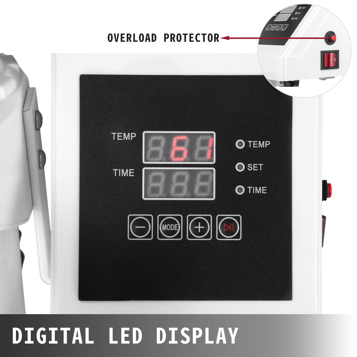 VEVOR Prensa de calor 5 en 1, 29 x 38 cm, prensa de calor, prensa en caliente con temporizador digital preciso y control de temperatura de 360 grados, máquina de prensado en caliente blanca para