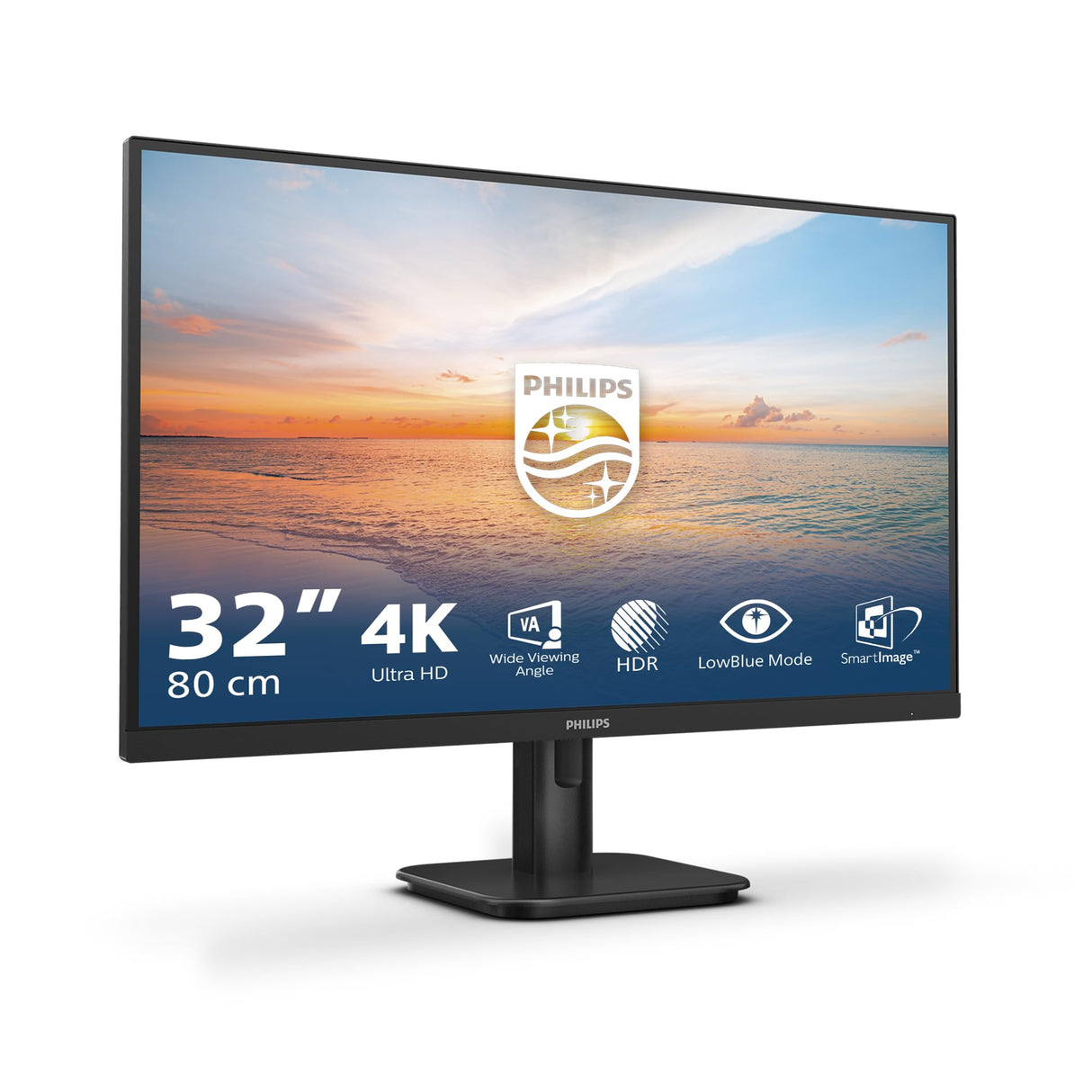 Philips 32E1N1800LA Monitor 32" UHD, WLED, 60Hz, VA, 4 ms GtG, HDR10, Adaptive Sync., Altavoces (3840x2160, 2X HDMI 2.0, 1x DP 1.4) Negro