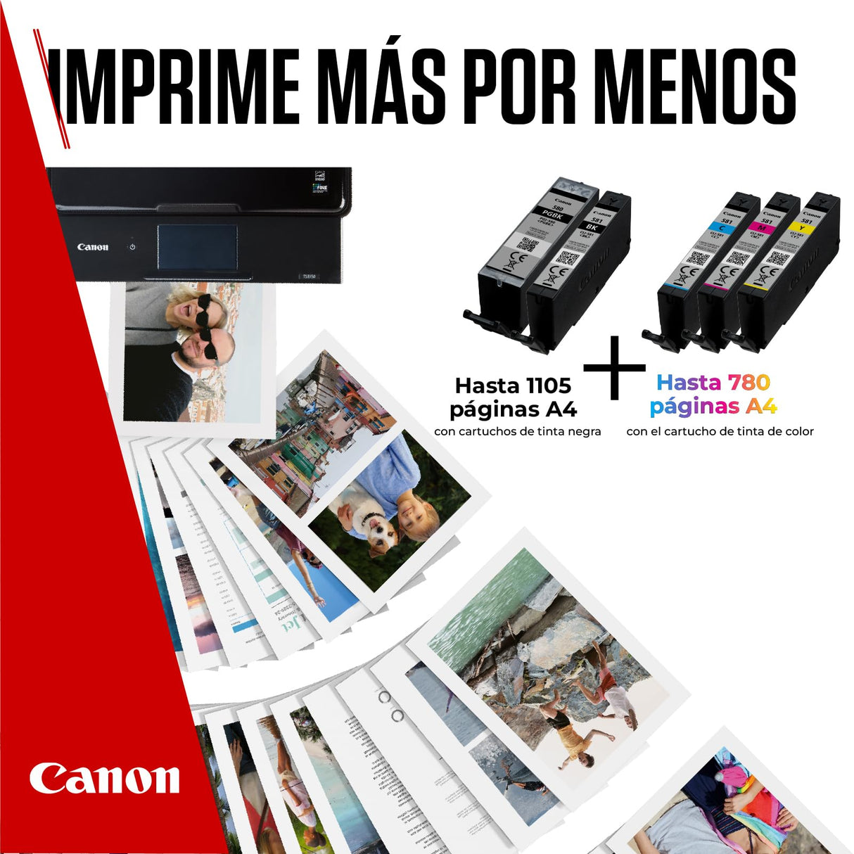 Canon Tinta - PGI-580 + CLI-581 - Pack de 5 Cartuchos Originales - (x 1 Negro, x 1 Cian, x 1 Magenta, x 1 Amarillo, x 1 Negro Pigmentado)
