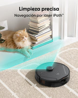 eufy Clean Robot Aspirador con Base Autovaciado X8 Pro, 2 turbinas Twin-Turbine™ de 4000 Pa, Cepillo Giratorio antienredos y Laser Navigation iPath™ para Limpiar Pelo de Mascotas en alfombras