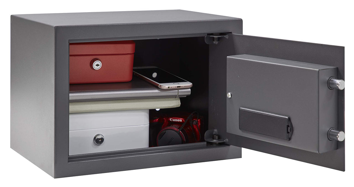 ARREGUI Premier 16501-S2 Caja Fuerte de Acero con Cerradura Electrónica, Caja de Seguridad para Casa y Hogar, Teclado con Código Programable, con Llave de Emergencia, 25 x 35 x 25 cm, 16 L