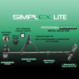 Nokta Simplex Lite - Detector de metales con bobina de búsqueda DD impermeable de 24 cm, vibración para detectar bajo el agua, playa y todos los modos de búsqueda de metales
