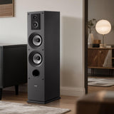 VEVOR Altavoz de Suelo de 3 Vías, con Tweeter de 1,91/2,54 cm, Dos Woofers de 13,34 cm, Potencia Máxima de 145 W, Respuesta de Frecuencia de 70 Hz a 20 kHz, Carcasa de MDF, para Audio Doméstico