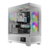GAMDIAS Atlas M1 WH Gaming ATX Mid Tower - Carcasa para computadora de computadora de Torre Media, Monitor Personalizado con Software, Ventiladores ARGB PWM de 3 x 120 mm (2 entradas), Pantalla