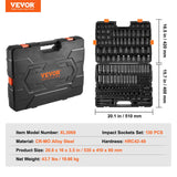 VEVOR Juego de Vasos de Impacto 9,5mm y 12,7 mm Juego de Vasos de Impacto Métricos 130 piezas Acero de Aleación CR-Mo 6 Puntos Marcas de Tamaño Fáciles de Leer para Reparación de Automóviles, Taller