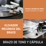 Lenco L-3808 Tocadiscos USB DJ con Direct Drive - 33/45 rpm, sistema de captación magnética, iluminación de aguja y digitalización para PC, Negro