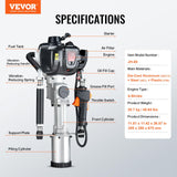 VEVOR Controlador de Postes de Gas 37,7 cc Controlador de Postes de Cerca en T Portátil de 4 Etapas 1000W con 3 Cabezales de Conducción 45/55/88mm para Cercas Agrícolas, Ranchos, Mejoras de Carreteras