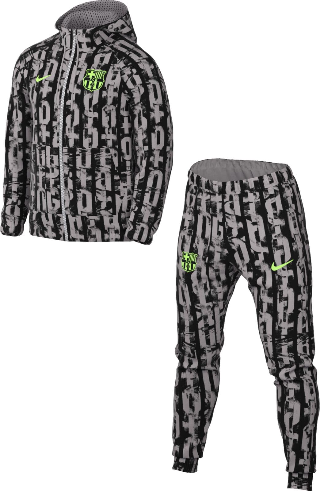 NIKE Chándal De Fútbol Tejido Con Capucha Para Hombre Fc Barcelona Third, Black/Pewter Grey/Lime Blast, FQ3038-010, 3XL