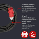 Brennenstuhl Professional Cable alargador de Enchufe CEE 400V/32A (Cable de 25 m, 5 Polos, Conector CEE, para Uso en Exteriores, Fabricado en Alemania) Negro