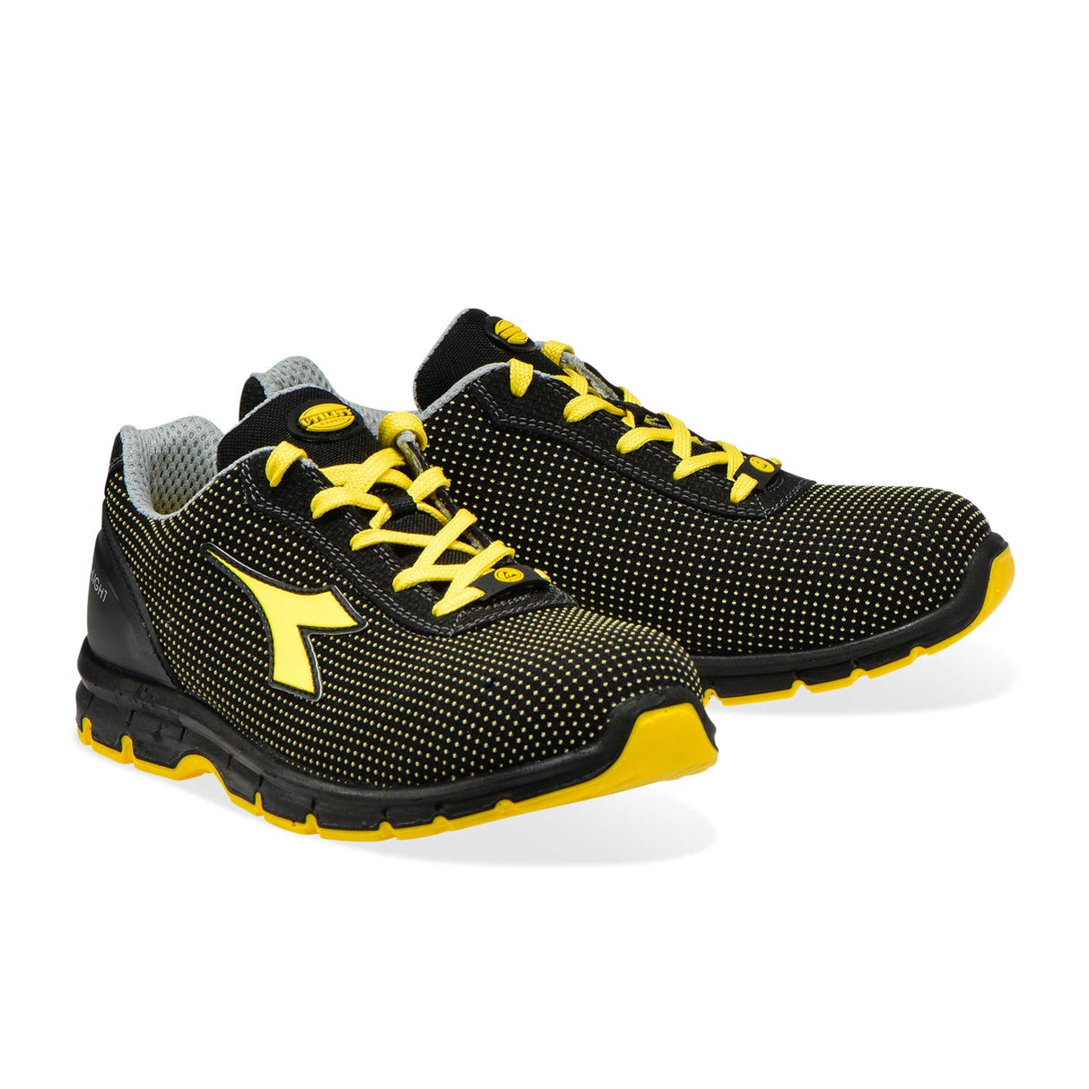DIADORA Run Atom Low S3 SRC ESD, Zapatillas Deportivas Hombre, Black/Yellow CROMS, 41 EU