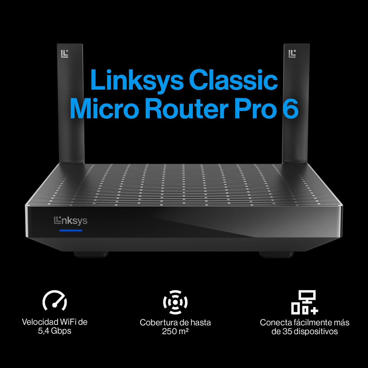 Linksys Classic Micro Router Pro 6 - Router WiFi 6 Mesh de Doble Banda (AX5400) - Router Gigabit inalámbrico, Cobertura para más de 35 Dispositivos y 250 m2