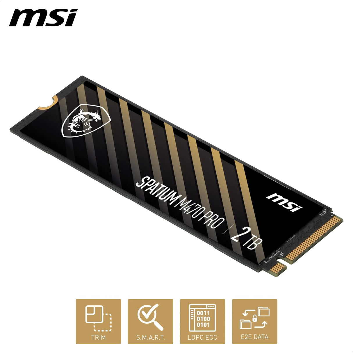 MSI SPATIUM M470 Pro SSD 2TB - PCIe 4.0 NVMe M.2 Unidad de Estado sólido Interna, 6000MB/s de Lectura y 5000MB/s de Escritura, 3D NAND, Seguridad de Datos integrada, Center - 5 años de garantía