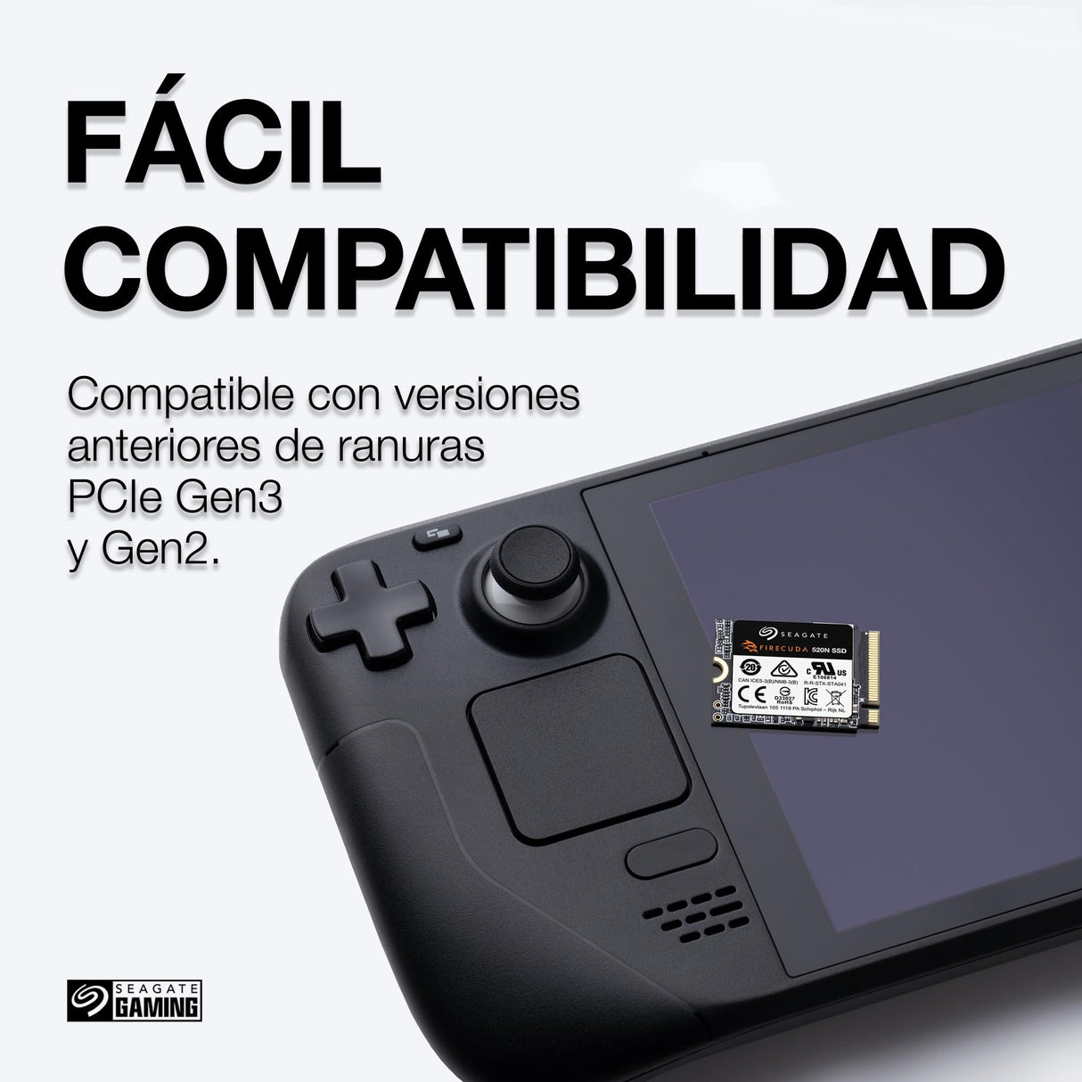 Seagate FireCuda 520N 1024GB NVMe Gaming SSD, M.2 2230-S2,PCIe G4 x4, con Servicios Rescue, Modellnr.: ZP1024GV3A002