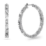 Swarovski Pendientes de Aro Ortyx para Mujer, con Baño de Rodio, Cristales Blancos, Colección Ortyx de Swarovski