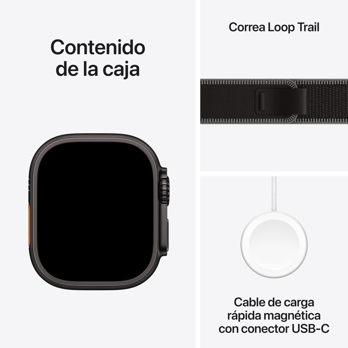 Apple Watch Ultra 3 GPS + Cellular, Reloj prémium para Running y Multideporte con Caja de Titanio Resistente de 49 mm y Correa Loop Trail Negro/carbón - Talla M/L. Monitores avanzados de Salud