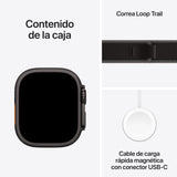 Apple Watch Ultra 3 GPS + Cellular, Reloj prémium para Running y Multideporte con Caja de Titanio Resistente de 49 mm y Correa Loop Trail Negro/carbón - Talla S/M. Monitores avanzados de Salud
