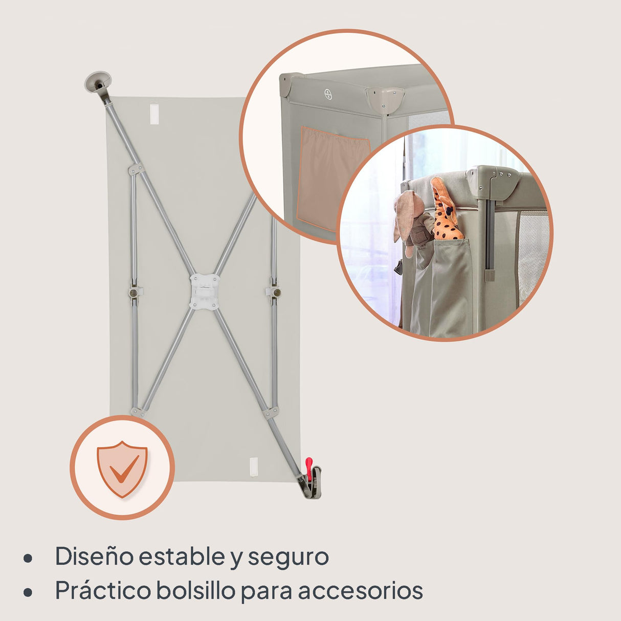 lionelo Ellen Cuna de Viaje 3 en 1 de 0 a 3 años, Cuna Colecho para Recién Nacidos y Mayores hasta 15 kg, 2 Alturas de Colchón, Correas de Amarre, Entrada Lateral con Cremallera, 2 Ruedas Bolsa