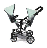 Bayer Chic 2000 - Cochecito de muñecas Linus Duo, Carrito de muñecas Gemelos para niños de 4 a 8 años, Melange Gris Oscuro, Menta, 690-67