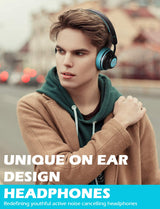 SuperEQ Auriculares con Cancelación Activa de Ruido, S2 Cascos Inalambricos Bluetooth 5.0 con Micrófono CVC 8.0, Bass Profundos, 25 Hrs de Reproducción para PC/Teléfonos Móviles/TV