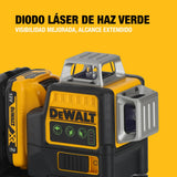 DEWALT Nivel Láser de Línea Cruzada Verde, 12V XR, 3x 360º con batería 2Ah, DCE089D1G-QW