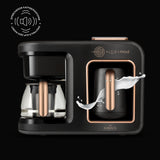 KARACA Hatır Plus Mod 5 en 1, 750 ml, té/café filtro y cafetera turca Black Copper, para café, té, leche y café turco, 1385 W, 5 + 5 tazas