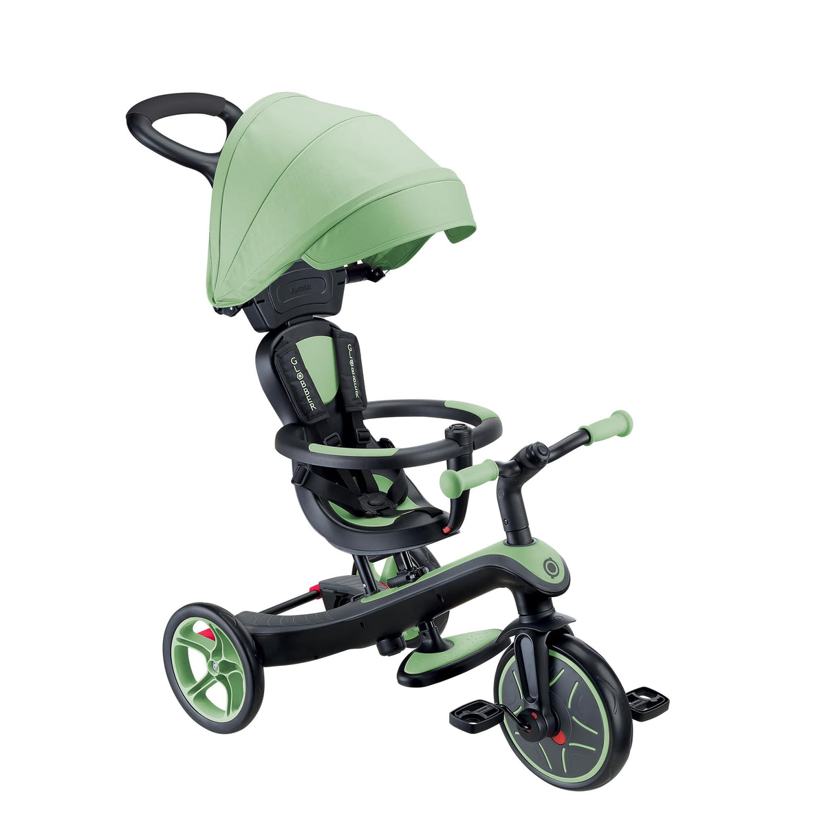 Globber Tricycle Explorer 4 en 1 - Triciclo evolutivo y draisiano para niños pequeños de 10 Meses a 5 años - Versión 2 - Verde Salvia