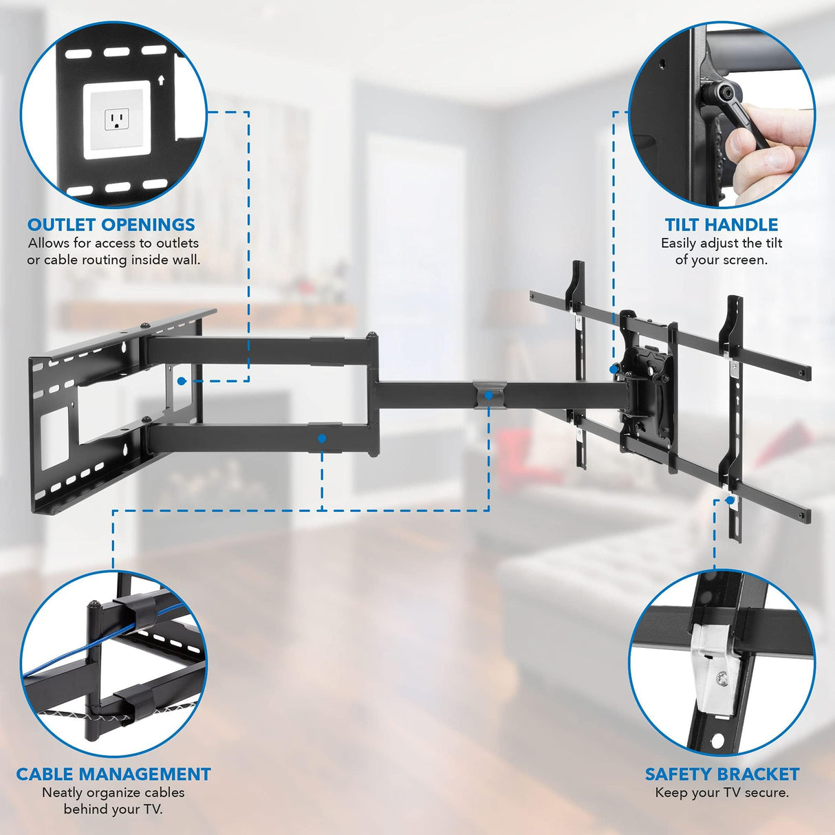 Mount-It! - Soporte de TV Brazo Largo, Movimiento Completo, articulado Extensible 1 m, para televisores 42, 47, 50, 55, 60, 65, 70, 75 y 80 Pulgadas, Compatible con VESA 800 x 400 mm, soporta hasta