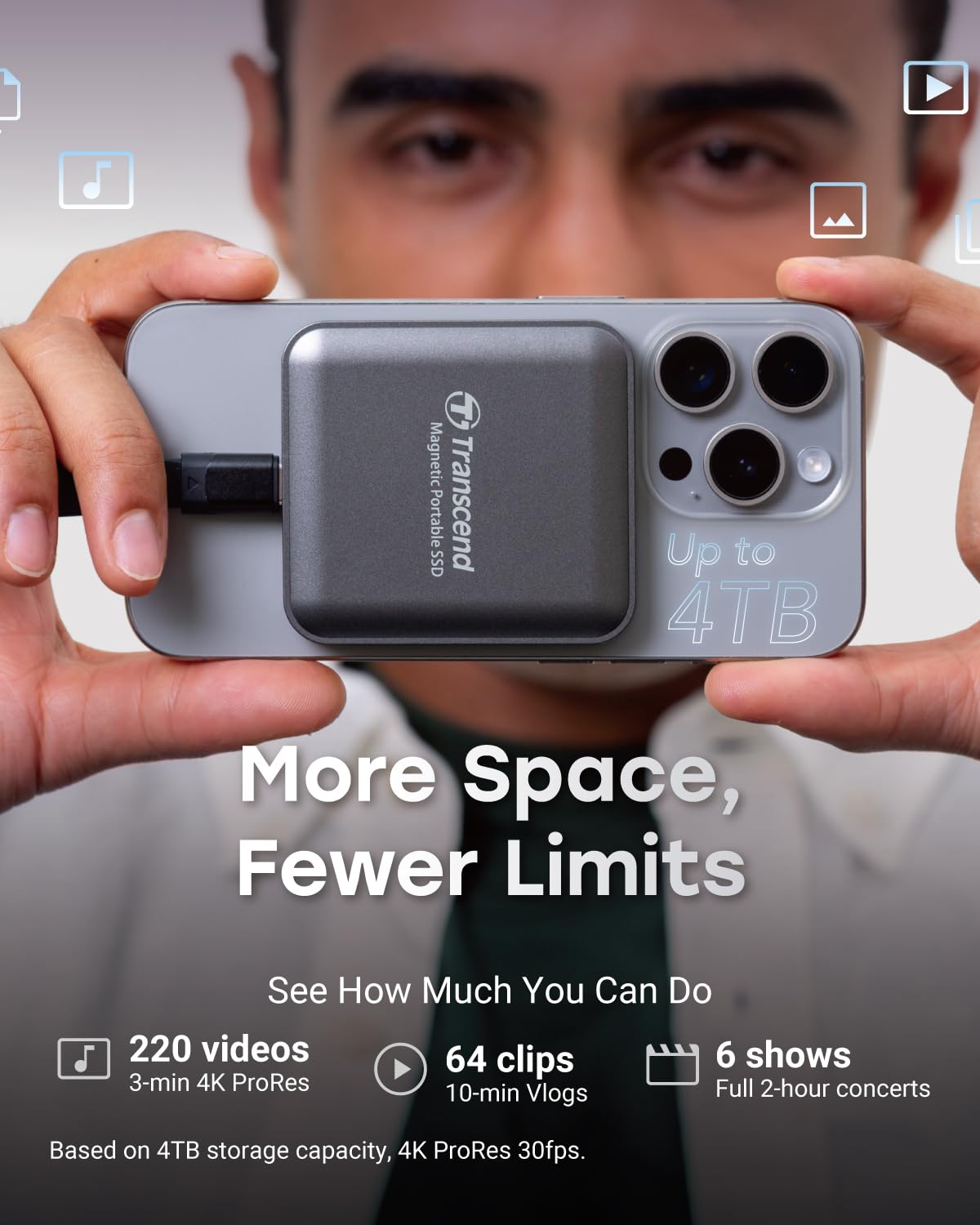 Transcend USB20Gbps Magnetic Portable SSD TS4TESD420G