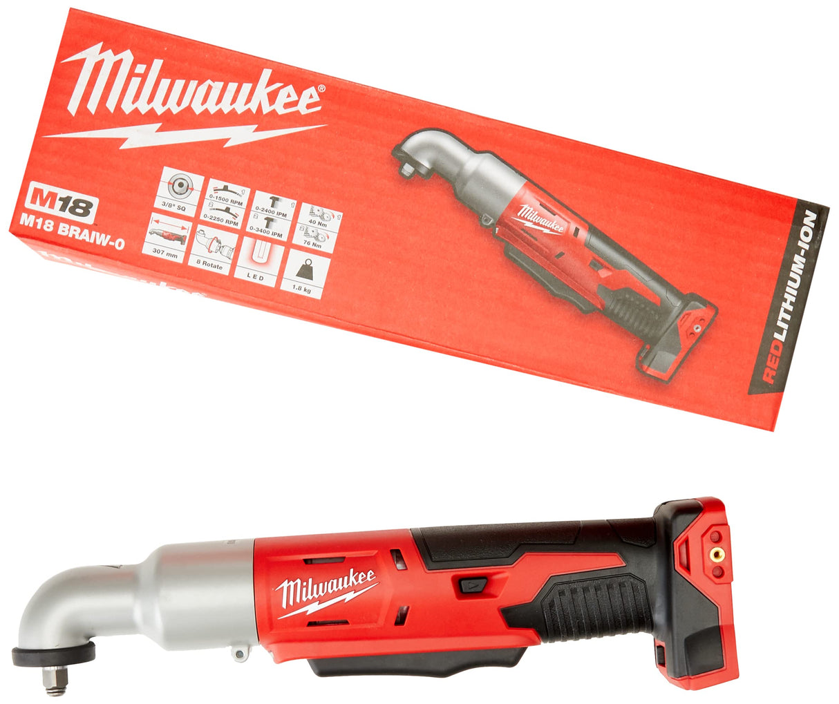 MILWAUKEE 4933447899 M18BRAIW-0 Llave de Impacto de Ángulo Recto, Multicolor, Rojo
